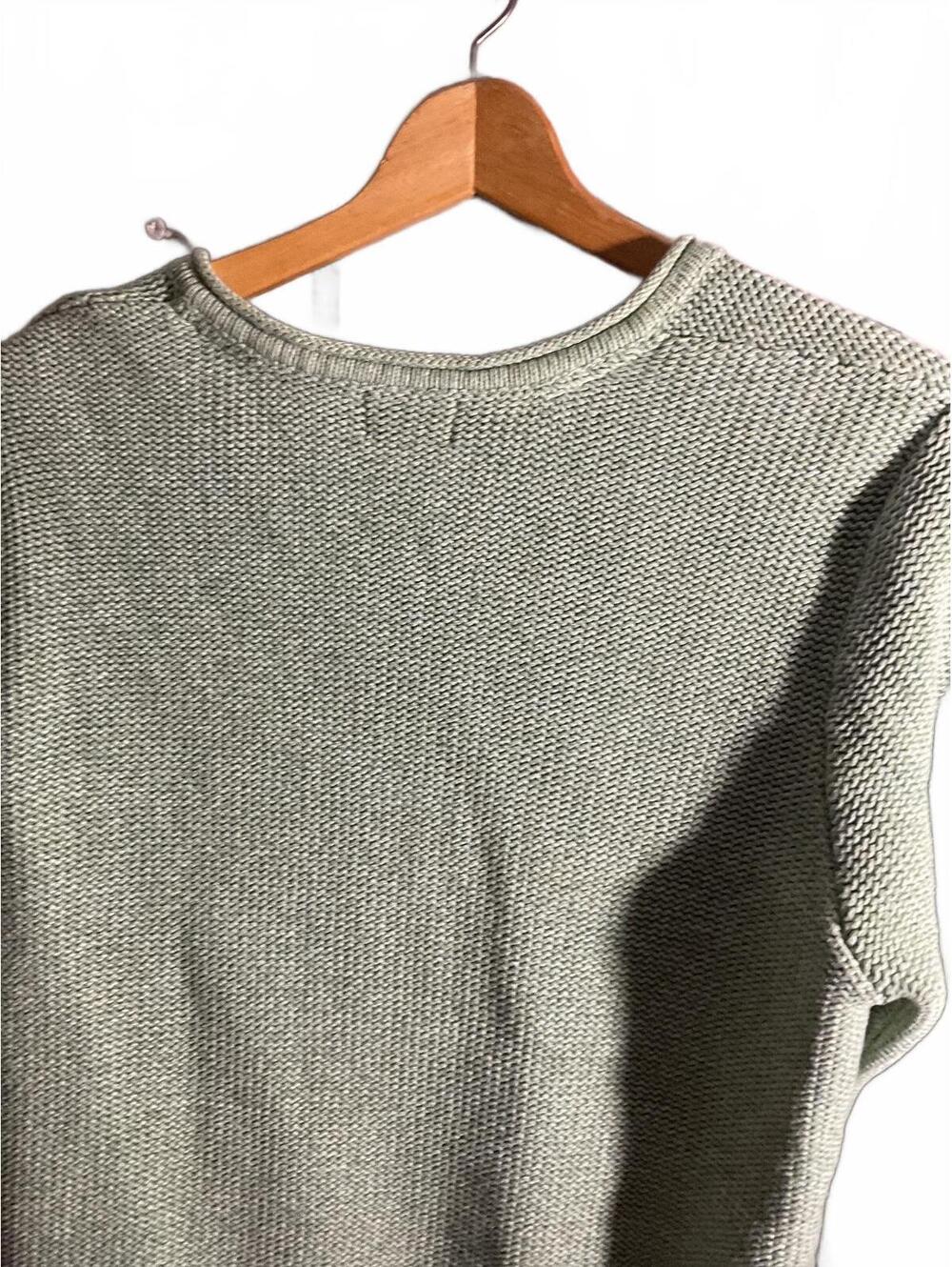 L.L.Bean Women's Light Green Cotton Knit Cardigan Sweater Size L Regular - Picture 11 of 11